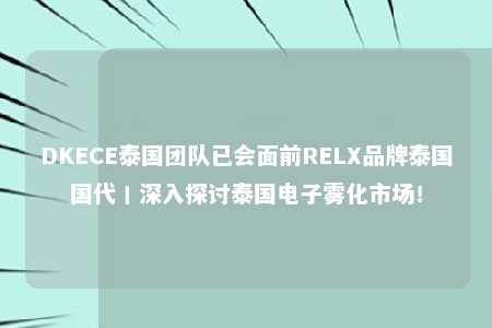 DKECE泰国团队已会面前RELX品牌泰国国代丨深入探讨泰国电子雾化市场！